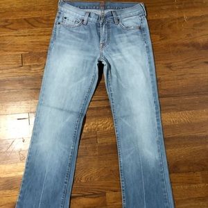 Seven for All Mankind lightest wash jeans, no stretch.